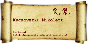 Kacsovszky Nikolett névjegykártya