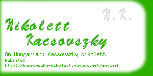 nikolett kacsovszky business card